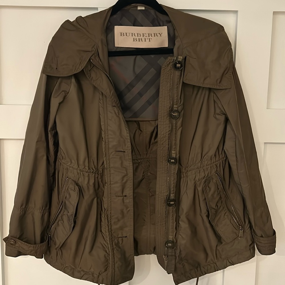 XS Burberry Brit HOODED raincoat windbreaker